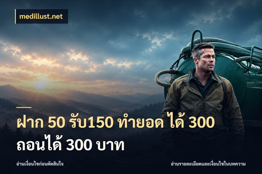 ฝาก 50 รับ150 ทำยอด ได้ 300 ถอนได้ 300 บาท รูปแบบโบนัสกับสิทธิ์ของสายเกม สไตล์ medillust.net