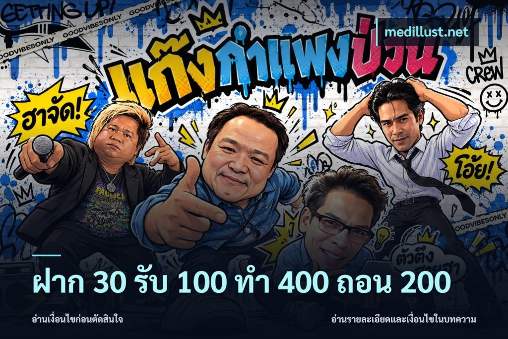 ฝาก 30 รับ 100 ทํา 400 ถอน 200