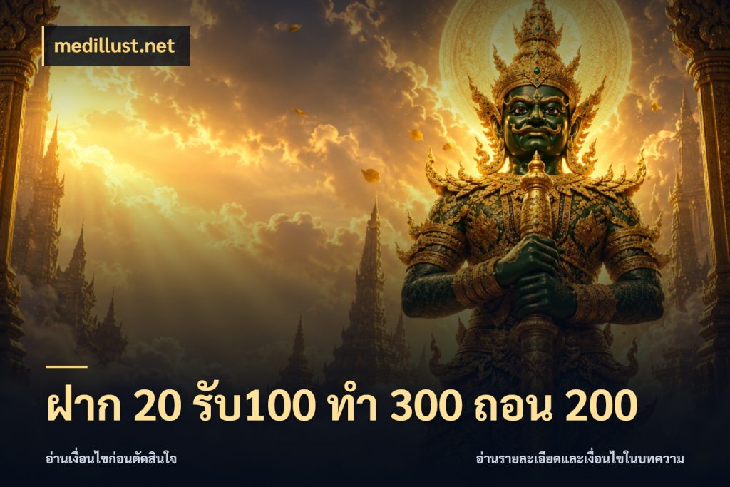 ฝาก 20 รับ100 ทํา 300 ถอน 200 โปรยอดรับที่สายเกมสนใจ ในมุม medillust.net