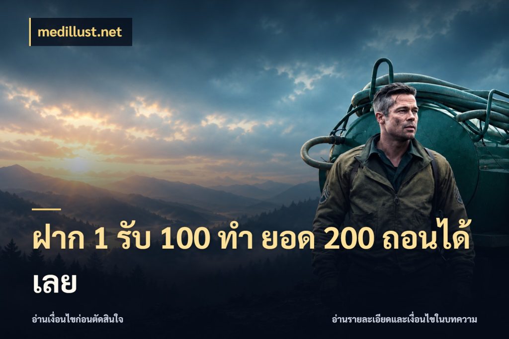 ฝาก 1 รับ 100 ทํา ยอด 200 ถอนได้เลย จับประเด็นยอดรับก่อนเลือกความสนุก กับ medillust.net