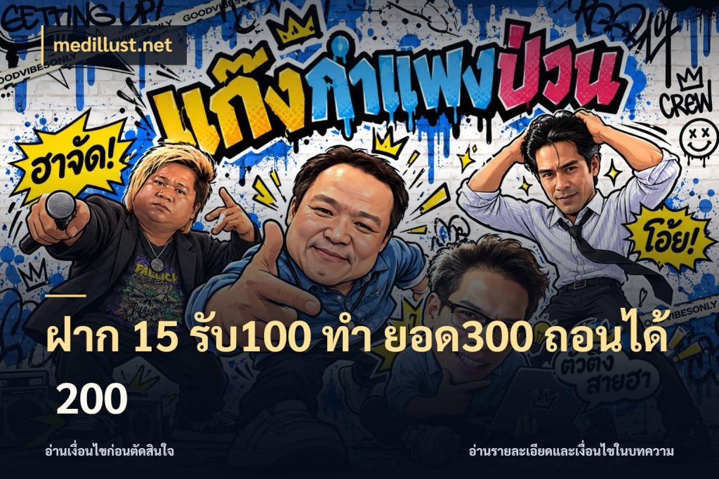 ฝาก 15 รับ100 ทํา ยอด300 ถอนได้ 200 โปรกับเกมที่ชอบเลือกให้ตรงสไตล์ สไตล์ medillust.net