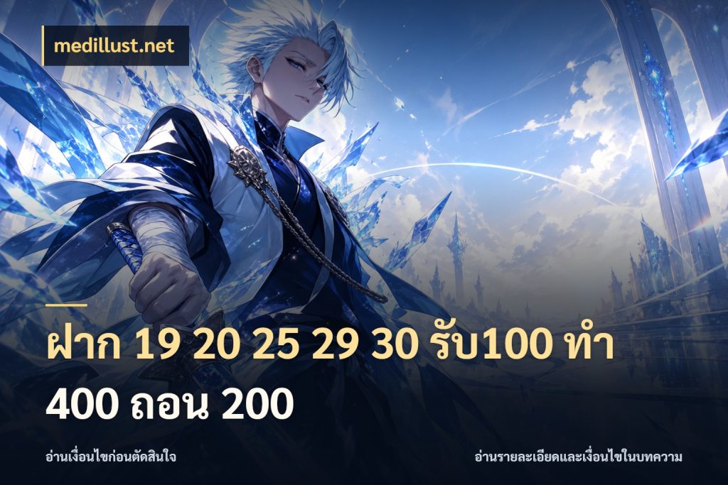 ฝาก 19 20 25 29 30 รับ100 ทำ 400 ถอน 200 โปรกับเกมที่ชอบเลือกให้ตรงสไตล์ ในมุม medillust.net