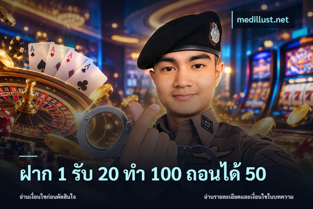 ฝาก 1 รับ 20 ทำ 100 ถอนได้ 50