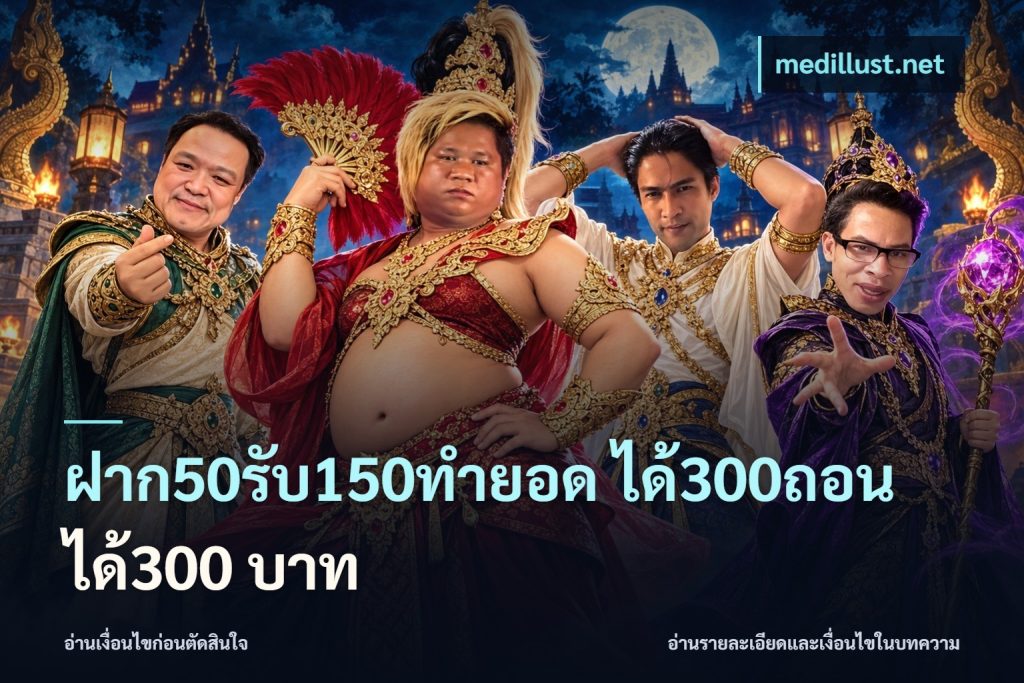ฝาก50รับ150ทำยอด ได้300ถอนได้300 บาท