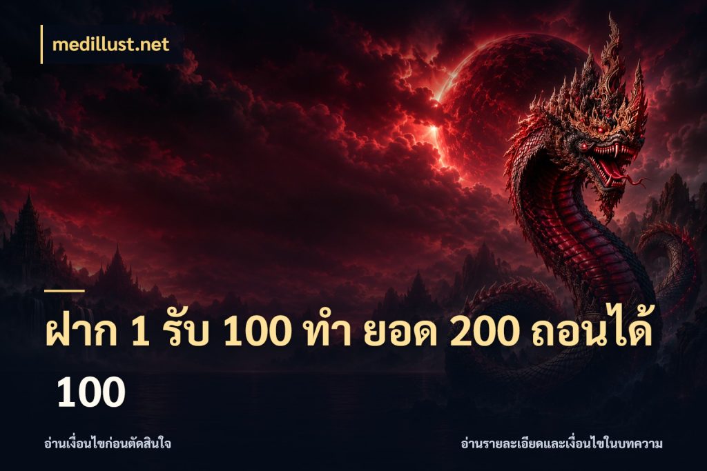 ฝาก 1 รับ 100 ทํา ยอด 200 ถอนได้ 100 สนุกกับตัวเลือกโปรในสไตล์ของคุณ ในมุม medillust.net