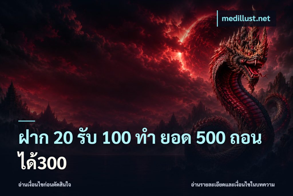 ฝาก 20 รับ 100 ทํา ยอด 500 ถอนได้300