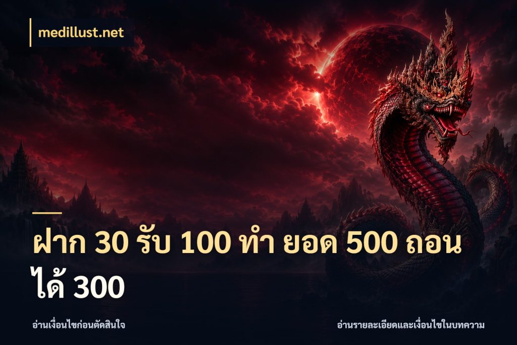ฝาก 30 รับ 100 ทํา ยอด 500 ถอนได้ 300 จับคู่โบนัสกับสไตล์เกมที่ชอบ ในมุม medillust.net